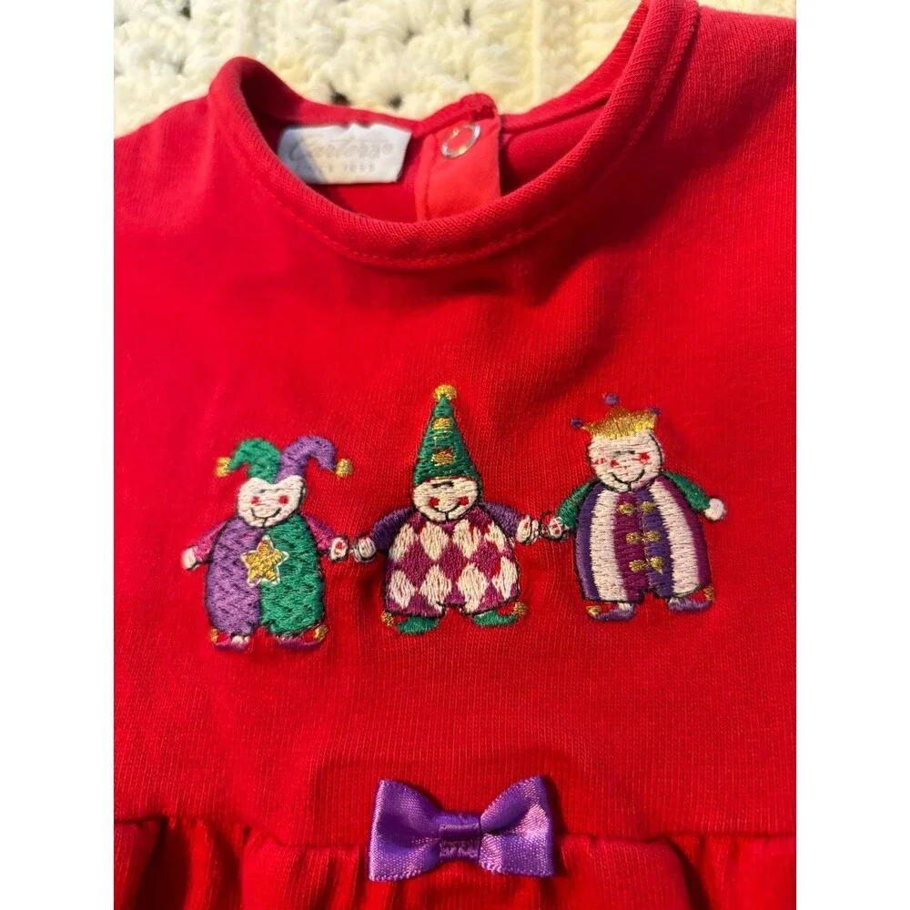 Carter’s vintage red dress jester clown carnival 18 mths embroidered